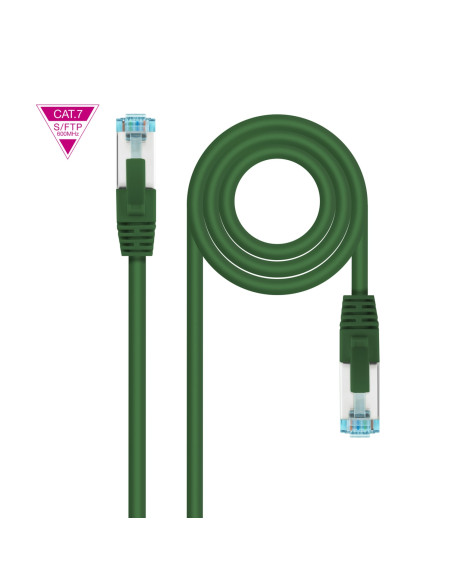 Nanocable Cable de Red Cat.7 600MHZ LSZH SFTP PIMF AWG26, Verde, 50 cm