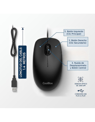 CoolBox RATON U01 USB 1600DPI NEGRO