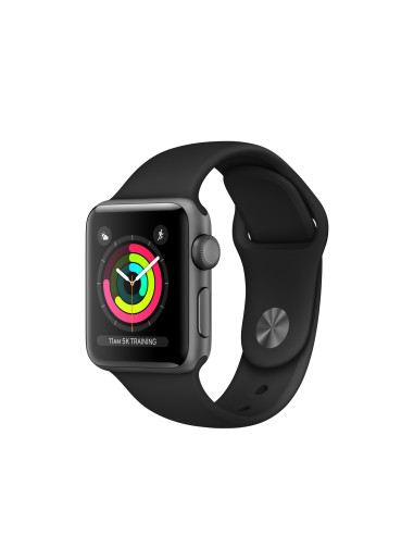 APPLE WATCH 3 GPS 38MM SPACE GREY ALUMINIUM CASE WITH BLACK SPORT BAND MQKV2QL/A