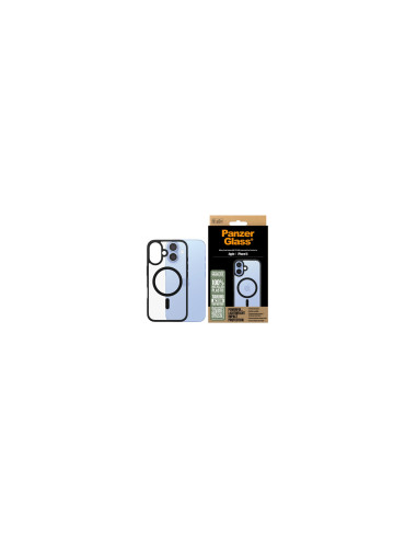 PanzerGlass ® HardCase Transparent w. Black MagSafe & Frame iPhone 16