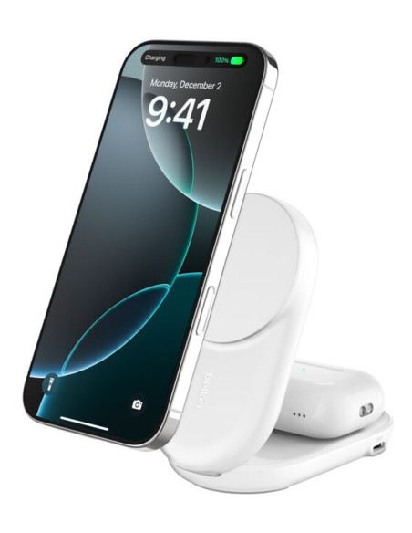 Belkin Qi2 Fitness tracker, Auriculares, Smartphone, Reloj inteligente Blanco USB Cargador inalámbrico Carga rápida Interior