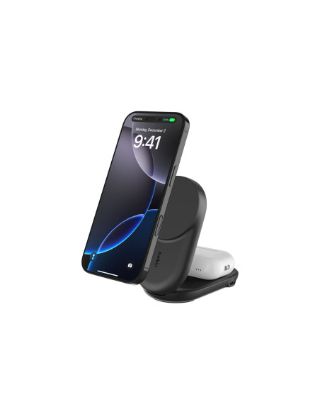 Belkin Qi2 Fitness tracker, Auriculares, Smartphone, Reloj inteligente Negro USB Cargador inalámbrico Carga rápida Interior