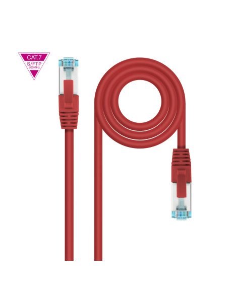 Nanocable Cable de Red Cat.7 600MHZ LSZH SFTP PIMF AWG26, Rojo, 50 cm
