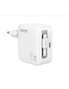 Cargador de Pared GaN3 45W USB-C con Cable Retráctil