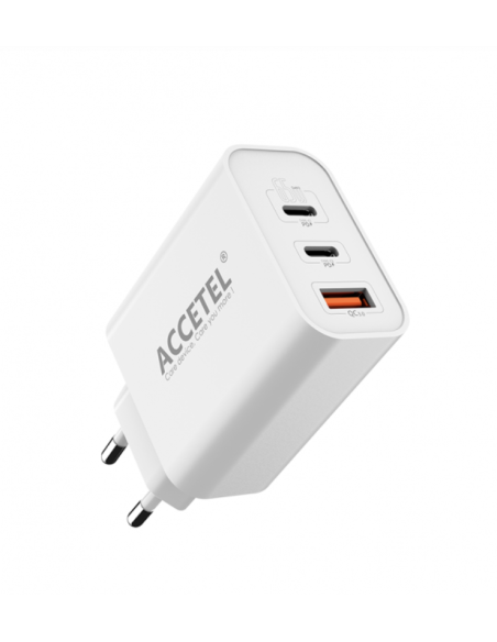 Cargador de Pared GaN3 de 65W con Dual USB-C + USB-A