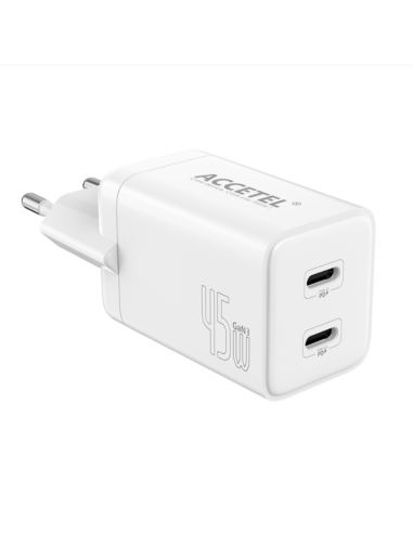 Cargador de Pared GaN3 de 45W con Dual USB-C