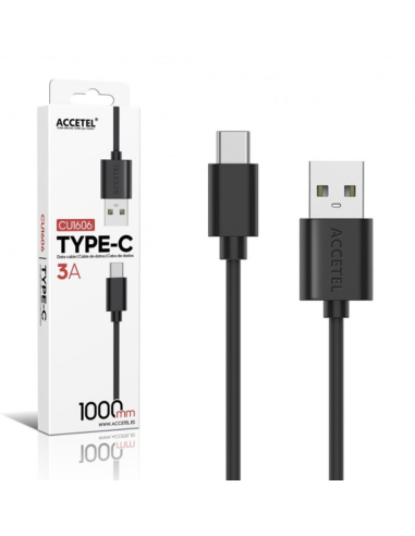Cable Datos 3A - USB-C Negro (1M)