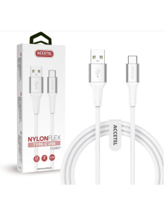 Cable Datos Nailon Flex 3.0A - USB a USB-C Blanco (1M)