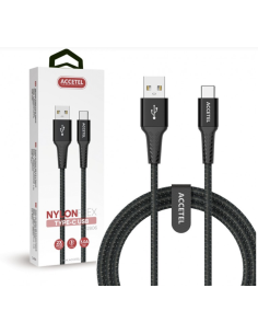 Cable Datos Nailon Flex 3.0A - USB a USB-C Negro (1M)