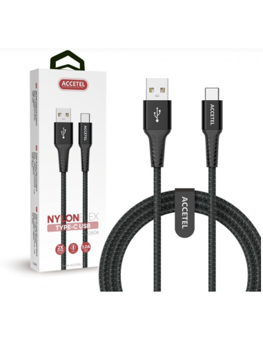 Cable Datos Nailon Flex 3.0A - USB a USB-C Negro (1M)