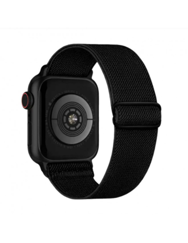 Correas Elástica de Nailon Tela Suave para Apple Watch 42/44/45/46/49mm Negra