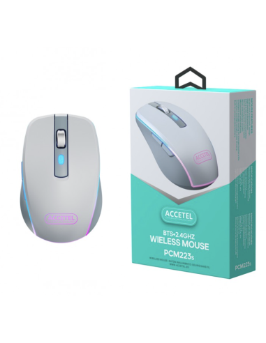 Ratón Bluetooth 5.2 Inalámbrico Recargable 2.4GHz 800/1200/1600 DPI - Plata