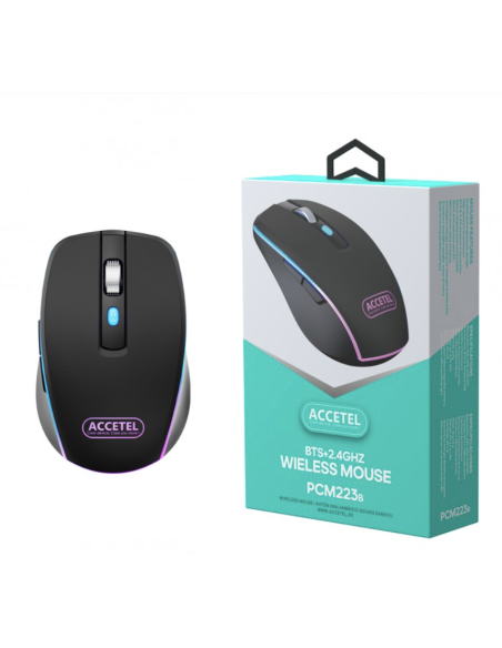Ratón Bluetooth 5.2 Inalámbrico Recargable 2.4GHz 800/1200/1600 DPI - Negro