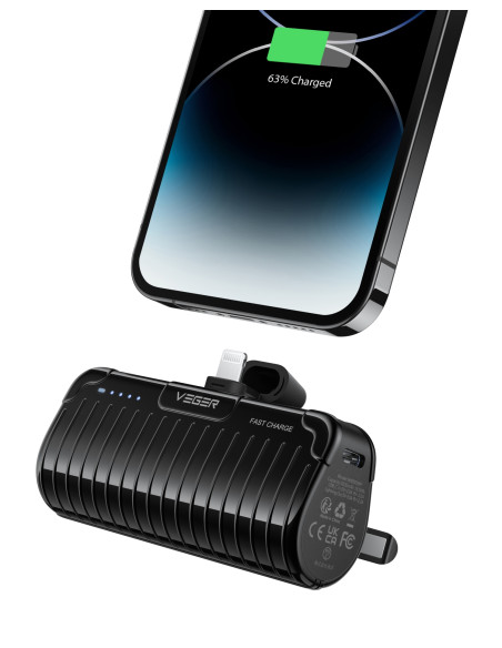 VEGER PLUGON-L PRO VG-W0558P 5000mAh Powerbank Lightning Bulit-in with KickStand
