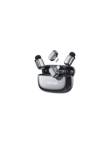 BOYA Mini 2 Microfono Inalambrico (2 TX+2 RX) Lightning y USB-C para iPhone, Android, Ultraligero, Cancelación de Ruido, 30h Mic