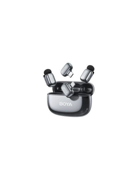 BOYA Mini 2 Microfono Inalambrico (2 TX+2 RX) Lightning y USB-C para iPhone, Android, Ultraligero, Cancelación de Ruido, 30h Mic