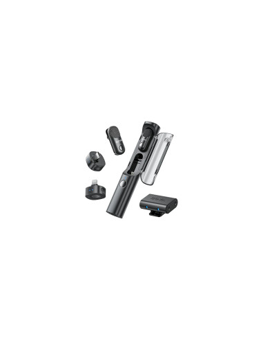 Boya Magic-01 USB-C + Lightning + 3.5 Mm TRS) RX + Soporte de escritorio omnidireccional inalámbrico 4 en 1 con IA y estuche de