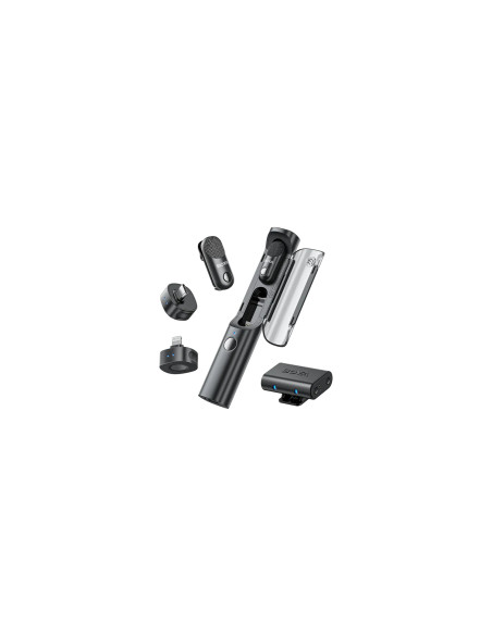 Boya Magic-01 USB-C + Lightning + 3.5 Mm TRS) RX + Soporte de escritorio omnidireccional inalámbrico 4 en 1 con IA y estuche de