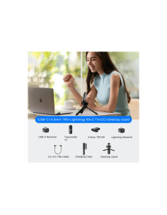 Boya Magic-01 USB-C + Lightning + 3.5 Mm TRS) RX + Soporte de escritorio omnidireccional inalámbrico 4 en 1 con IA y estuche de 2
