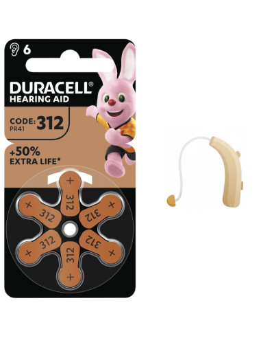Duracell DA-312 Pila Audífono PR41 6PCS
