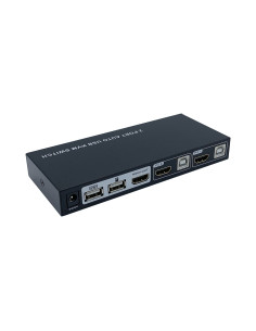 AISENS Conmutador KVM HDMI 4K@60HZ USB 1U-2PC con fuente 2