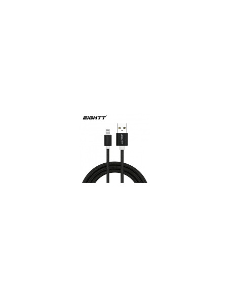 Eightt Cable USB a Lightning 1m trenzado de Nylon Negro. Carcasa de aluminio ECI-2B