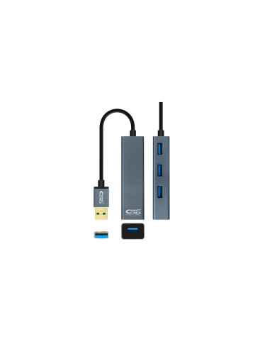 Nanocable USB 3.0 4xUSB3.0. USB-A/M-USB 3.0/H, Gris, 10 cm
