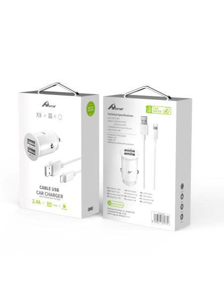 Home Serie Enjoy YCC-01IP Adaptador de coche USB. 2 USB x 5V/2.4A con cable LightningÂ&nbsp;