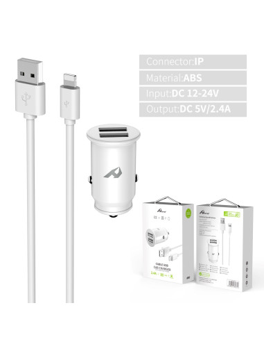 Home Serie Enjoy YCC-01IP Adaptador de coche USB. 2 USB x 5V/2.4A con cable LightningÂ&nbsp;