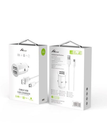 Home Serie Enjoy YCC-01M Adaptador de coche USB. 2 USB x 5V/2.4A con cable Micro USBÂ&nbsp;