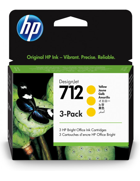 HP Paquete de 3 cartuchos de Tinta DesignJet 712 amarillo de 29 ml