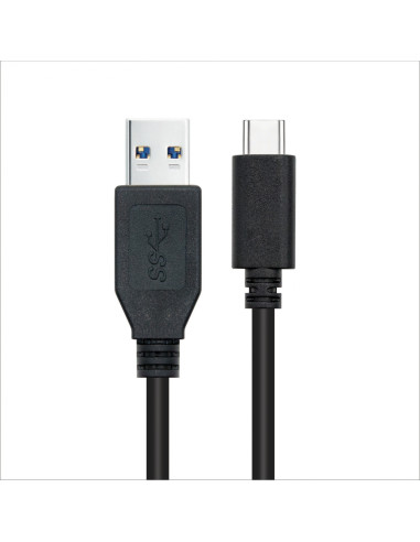Nanocable Cable USB 3.1 Gen2 10Gbps 3A, tipo USB-C/M-A/M, negro, 0.5 m
