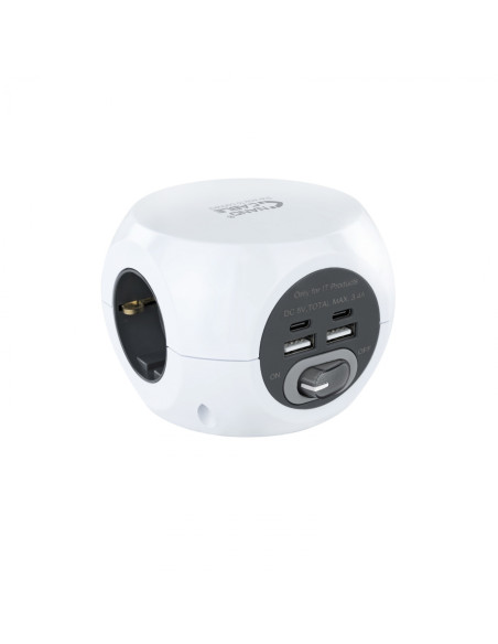 Nanocable Base de 3 enchufes con 4 USB's (2 USB A + 2 USB-C), con