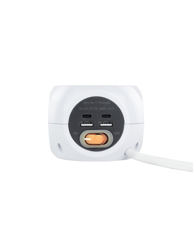 Nanocable Base de 3 enchufes con 4 USB's (2 USB A + 2 USB-C), con