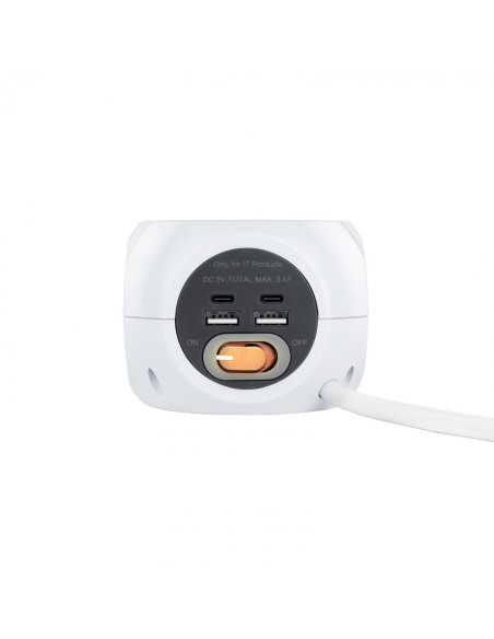 Nanocable Base de 3 enchufes con 4 USB's (2 USB A + 2 USB-C), con
