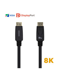 AISENS Cable Displayport Certificado V1.4 8k@60hz, DP/M-DP/M, Negro, 2