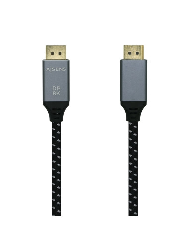 AISENS Cable Displayport V1.4 8k@60hz, DP/M-DP/M, Gris/Negro, 0.5m