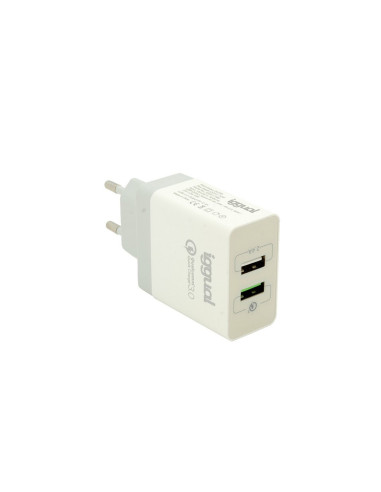 iggual Cargador doble 2xUSB carga rápida QC3.0 30W