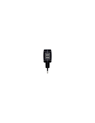 AISENS Cargador USB 17W 5V/3.4A, 2xUSB Con Control AI, Negro
