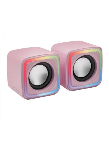 Mars Gaming MSCUBEP Rosa, Altavoces Gaming RGB Compactos, Procesador