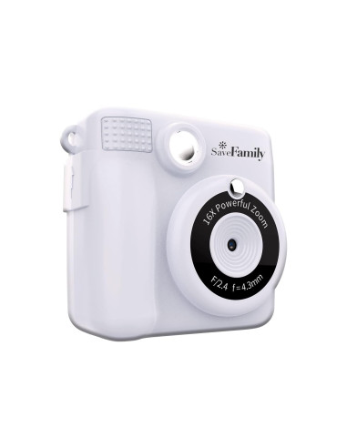SaveFamily Print Camara de fotos infantil instantánea-Digital Videos Musica Zoom Flash Incluye 2 Rollos de Papel + 400 Fotos BLA