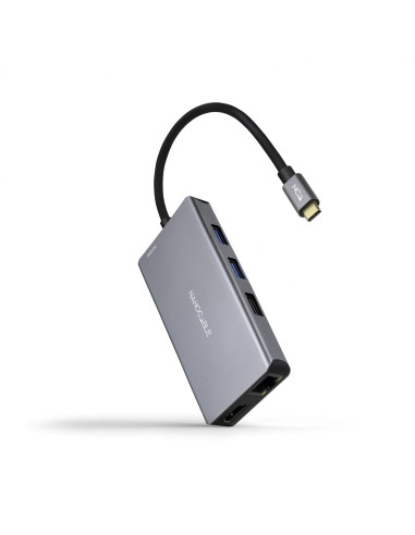 Nanocable HUB USB-C 9 en 1, Conversor USB-C a 3 x USB-A + 2 x HDMI +