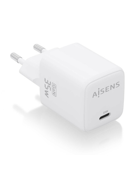 AISENS Cargador GaN 35W, 1xUSB-C PD3.0 QC4.0, Blanco