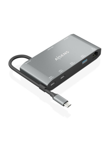 AISENS USB-C Dock 8 en 1, USB-C a 1xHDMI, 1xVGA, 1xRJ45, 2xUSB-A,