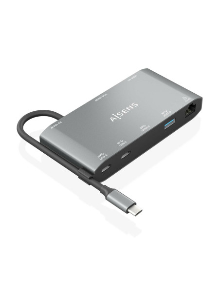 AISENS USB-C Dock 8 en 1, USB-C a 1xHDMI, 1xVGA, 1xRJ45, 2xUSB-A,