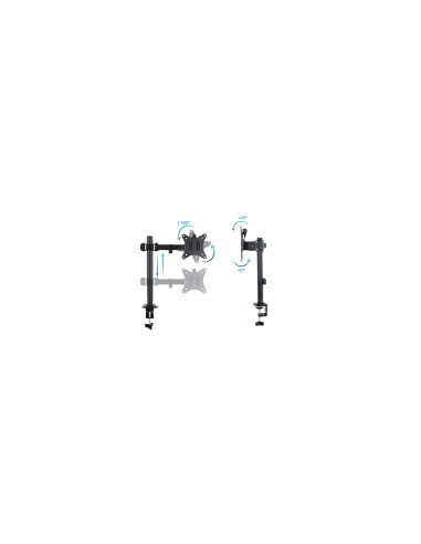 TooQ Soporte de Mesa para 2 Pantallas 17"-32", Color Negro