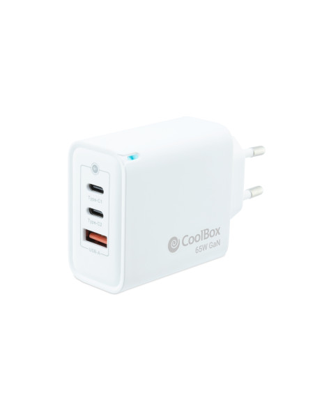 CoolBox CARGADOR GAN 65W USB-C/USB-C/USB-A PARED