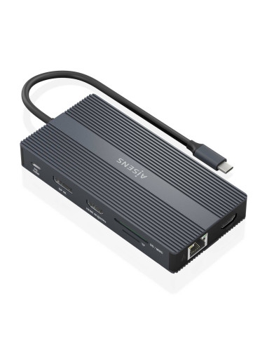 AISENS USB-C Dock 12 En 1, USB-C a 2xHDMI, 1xDisplayport, 1xRJ45,