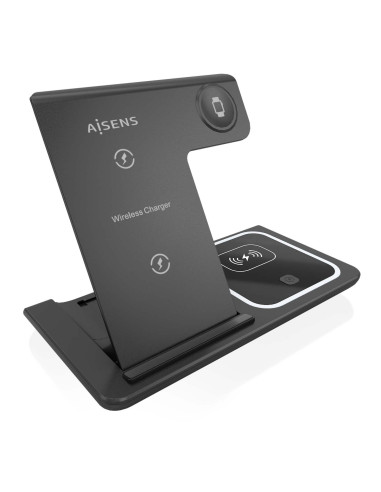 AISENS Cargador Inalambrico USB-C 3 En 1 De 15W Para Movil, Apple