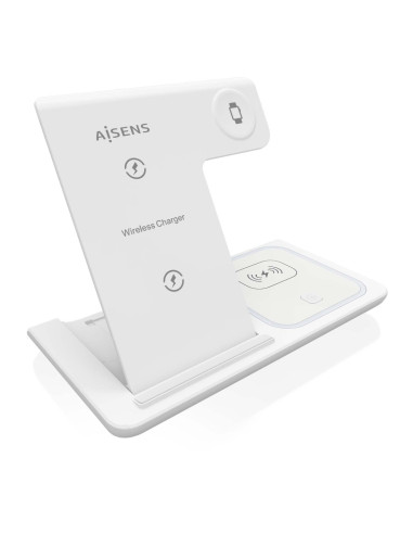AISENS Cargador Inalambrico USB-C 3 En 1 De 15W Para Movil, Apple